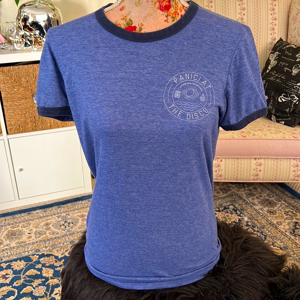 Anvil Ring Spun VTG Panic! At The Disco Blue T-shirt Unisex Size Small